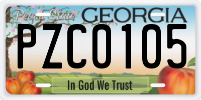 GA license plate PZC0105