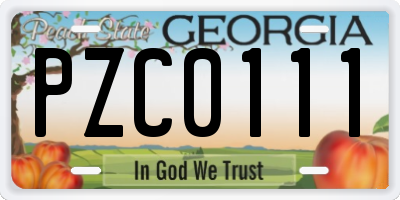 GA license plate PZC0111