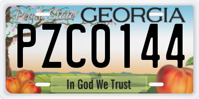 GA license plate PZC0144