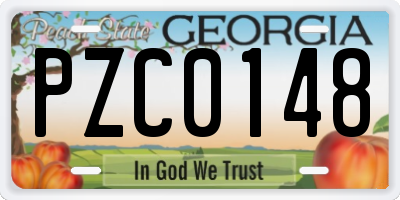 GA license plate PZC0148
