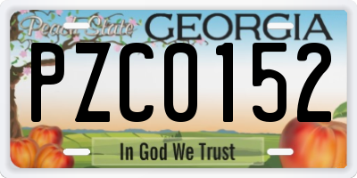GA license plate PZC0152