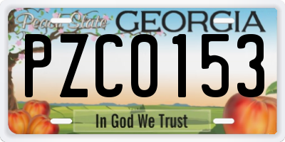 GA license plate PZC0153