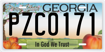 GA license plate PZC0171