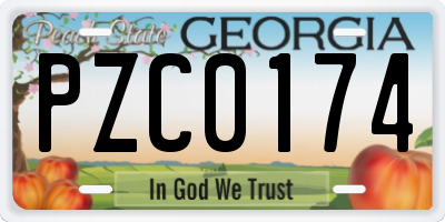 GA license plate PZC0174