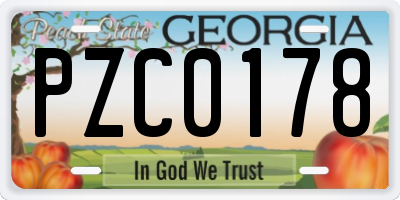 GA license plate PZC0178
