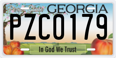 GA license plate PZC0179