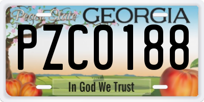 GA license plate PZC0188