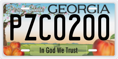 GA license plate PZC0200