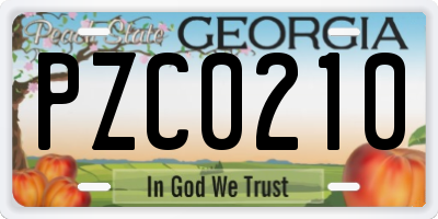 GA license plate PZC0210