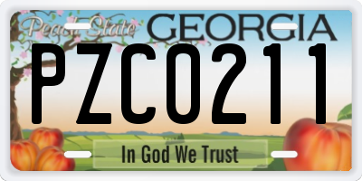 GA license plate PZC0211