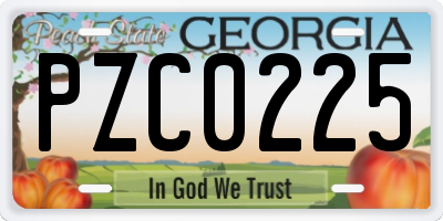 GA license plate PZC0225