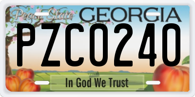 GA license plate PZC0240