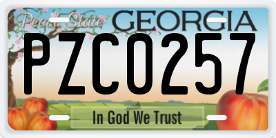 GA license plate PZC0257