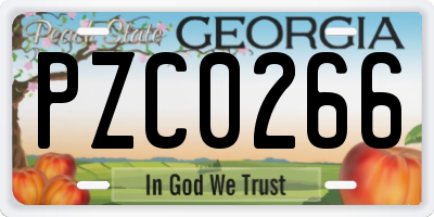 GA license plate PZC0266