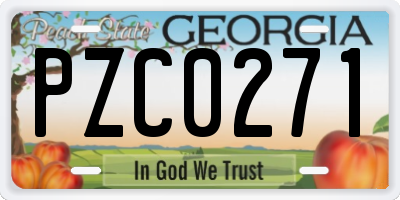 GA license plate PZC0271