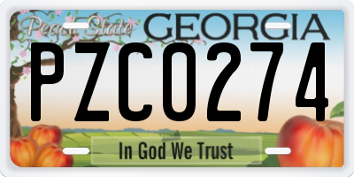 GA license plate PZC0274