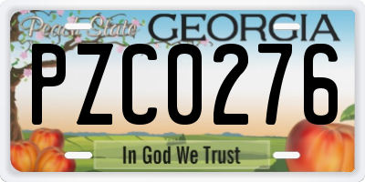 GA license plate PZC0276