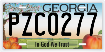 GA license plate PZC0277