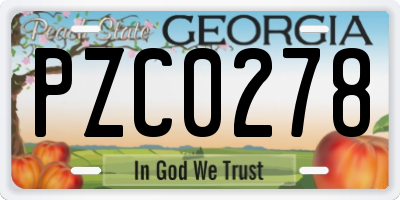 GA license plate PZC0278