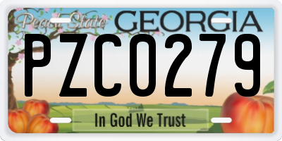 GA license plate PZC0279