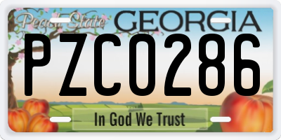 GA license plate PZC0286