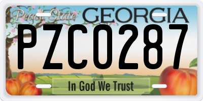 GA license plate PZC0287