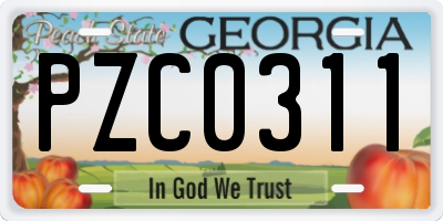 GA license plate PZC0311