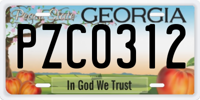 GA license plate PZC0312