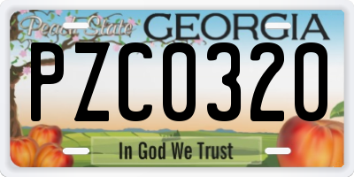 GA license plate PZC0320