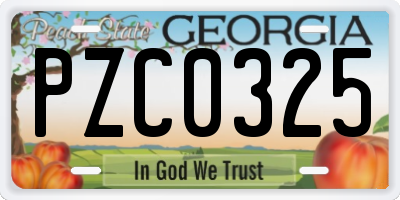 GA license plate PZC0325