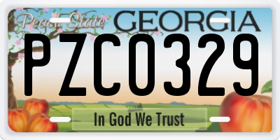 GA license plate PZC0329