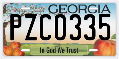 GA license plate PZC0335
