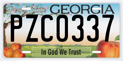 GA license plate PZC0337
