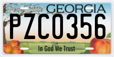 GA license plate PZC0356