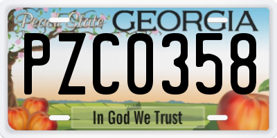 GA license plate PZC0358