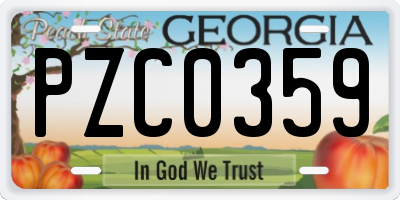 GA license plate PZC0359