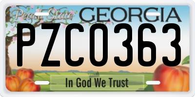 GA license plate PZC0363