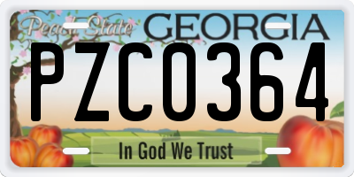 GA license plate PZC0364