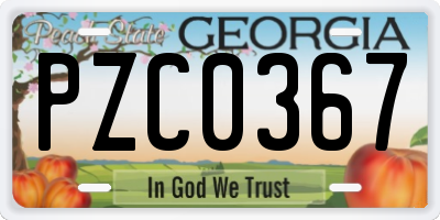 GA license plate PZC0367
