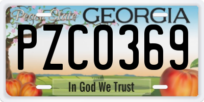 GA license plate PZC0369
