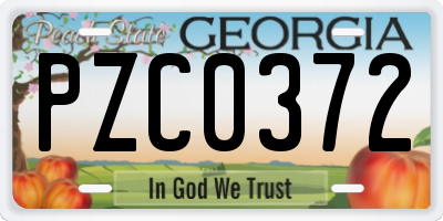GA license plate PZC0372