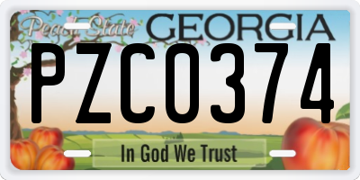 GA license plate PZC0374