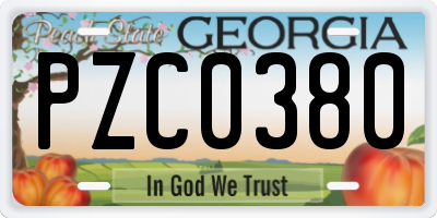 GA license plate PZC0380