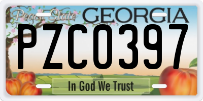 GA license plate PZC0397