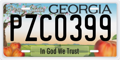 GA license plate PZC0399
