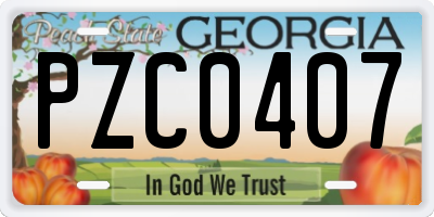 GA license plate PZC0407