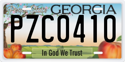GA license plate PZC0410