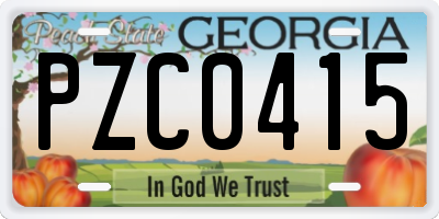 GA license plate PZC0415