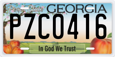 GA license plate PZC0416