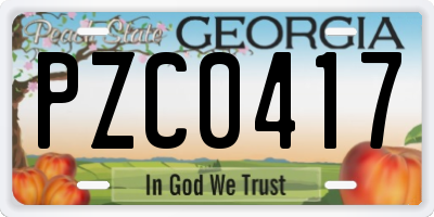 GA license plate PZC0417